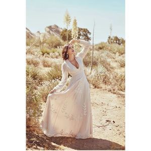 BHLDN Belize Wedding Dress Bohemian sz 6 - Oyster -New